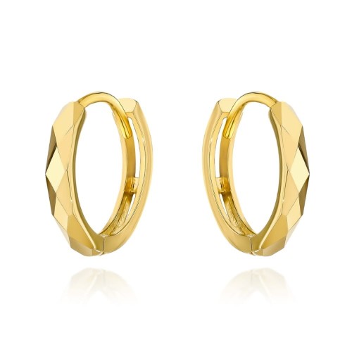 Kolczyki złote diamentowane kółka na kreolu