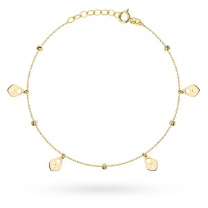 Bransoletka złota diamentowane kulki i kłódki