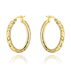 Kolczyki złote koła z diamentowaniem