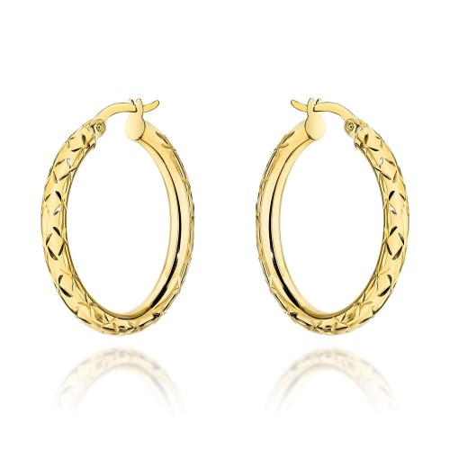 Kolczyki złote koła z diamentowaniem