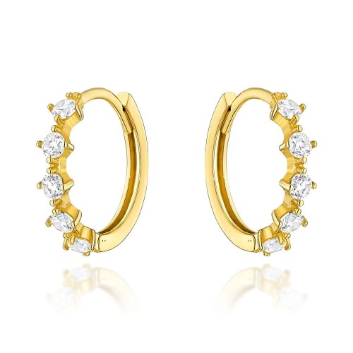 Kolczyki złote z białymi cyrkoniami na kreolu