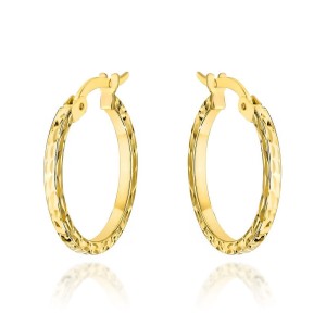 Kolczyki złote koła całościowo zdobione diamentowaniem małe