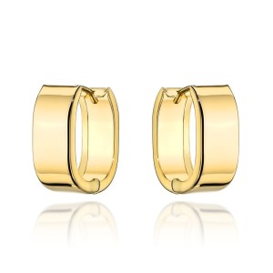 Kolczyki złote gładkie szerokie