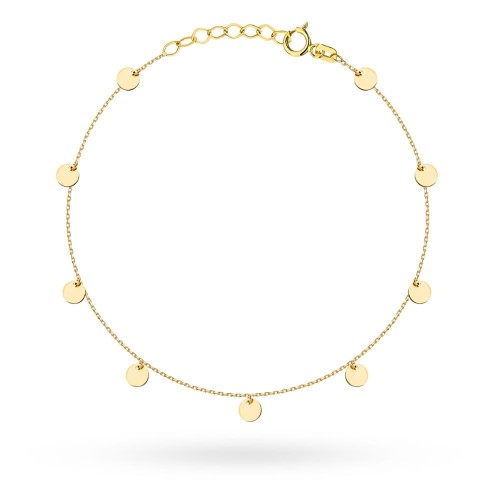 Bransoletka złota pełne kółka na nogę