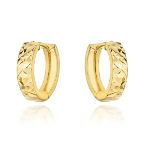 Kolczyki złote kółeczka diamentowane z przodu