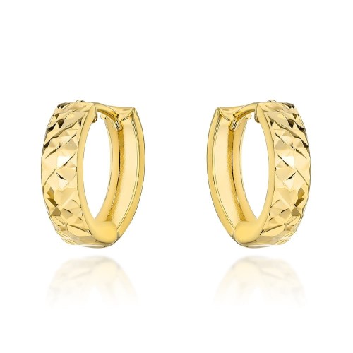 Kolczyki złote kółeczka diamentowane z przodu