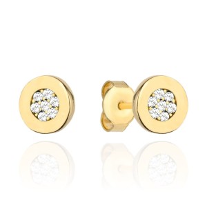 Kolczyki złote kółeczka z cyrkoniami