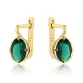 Kolczyki złote z kolekcji "COLORFUL STONE" z eleganckim zapięciem - zielony kwarc owal