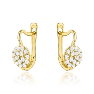 Kolczyki złote kółeczka z cyrkoniami na angielskim zapięciu