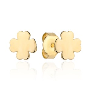 Kolczyki złote czterolistne koniczynki 8mm