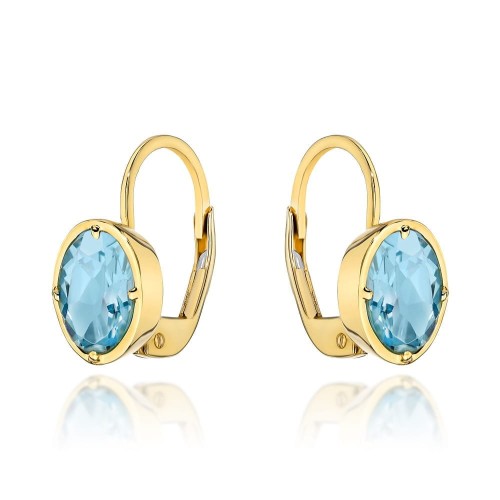 Kolczyki złote z kolekcji "COLORFUL STONE" - topaz owal