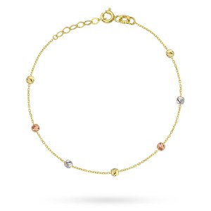 Bransoletka kuleczki diamentowane w trzech kolorach złota