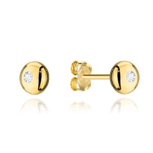 Kolczyki złote kółeczka z centralną cyrkonią