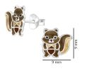 Srebrne kolczyki dla dziewczynki wiewiórki 925 sztyft rozmiar