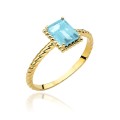 Pierścionek złoty z kolekcji "COLORFUL STONE" - topaz prostokąt i ozdobna szyna