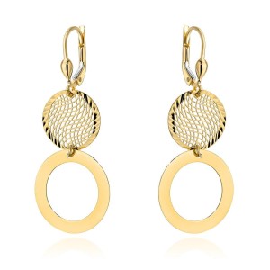 Kolczyki złote ażurowe koło i ring na angielskim zapięciu