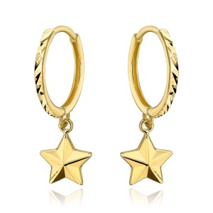 Kolczyki złote kółeczka z gwiazdką