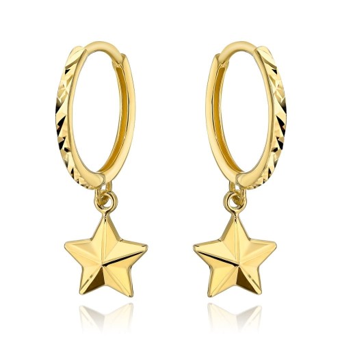 Kolczyki złote kółeczka z gwiazdką