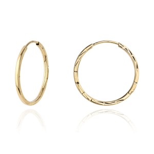 Kolczyki złote kółka diamentowane kanciaste 2,2cm