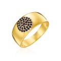 Pierścionek z kółkiem wysadzanym czarnymi cyrkoniami