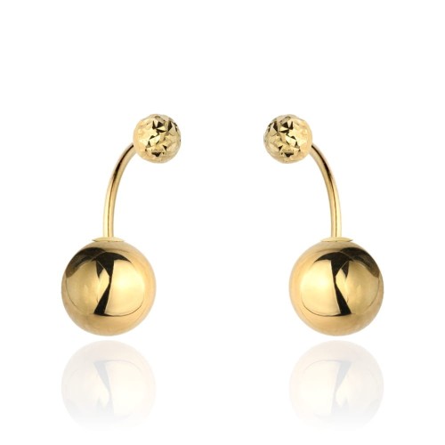 Kolczyki złote dioro z jedną diamentowaną kulką