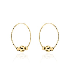 Kolczyki złote kółka z trzema ozdobnymi kulkami