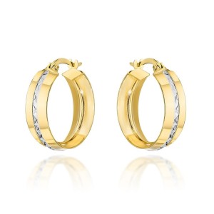 Kolczyki złote kółka w dwóch kolorach złota na angielskim zapięciu