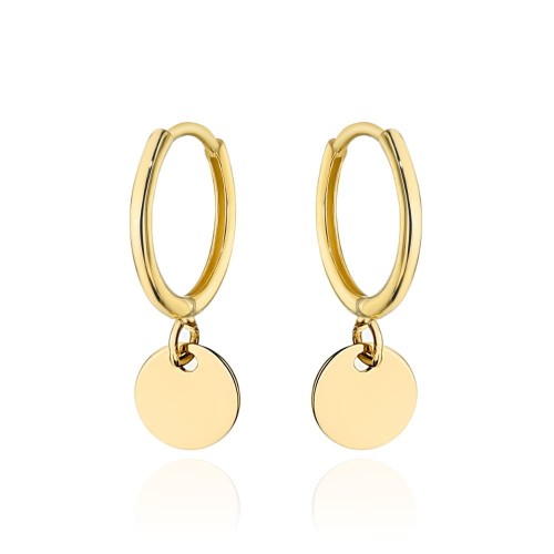 Kolczyki złote kółeczko z wiszącym pełnym kołem