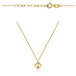 Naszyjnik złoty diamentowana koniczynka w oprawie super lekki