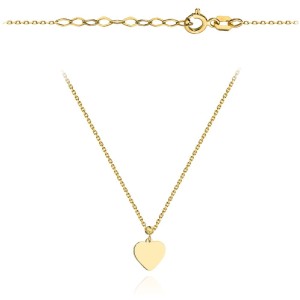 Naszyjnik złoty gładkie serce z diamentowaną kulką super lekki