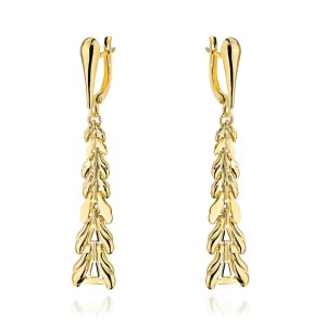 Kolczyki złote wiszące plecione na angielskim zapięciu