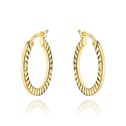 Kolczyki złote kółka żłobione po bokach