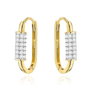 Kolczyki złote owale zdobione cyrkoniami