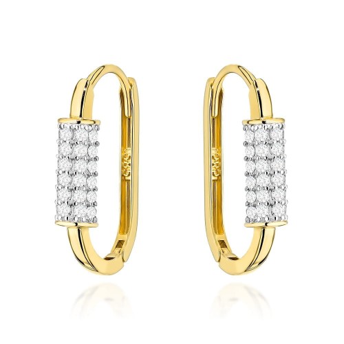 Kolczyki złote owale zdobione cyrkoniami