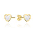 Kolczyki złote serca z masą perłową