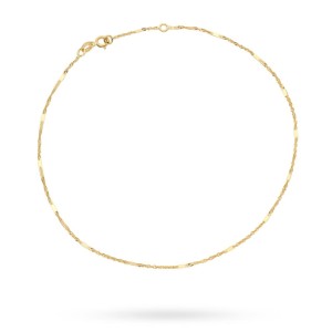 Bransoletka złota na nogę splot Singapure z blaszką