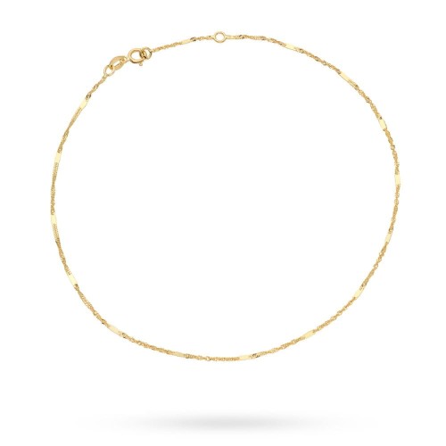 Bransoletka złota na nogę splot Singapure z blaszką