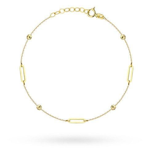 Bransoletka złota diamentowane kuleczki i długie ogniwa