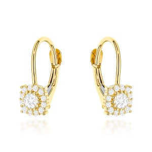 Kolczyki złote zdobione cyrkoniami na angielskim zapięciu