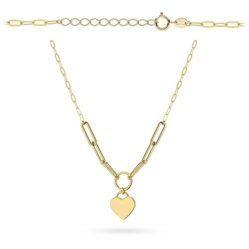 Naszyjnik złoty z ogniwami i wiszącym sercem