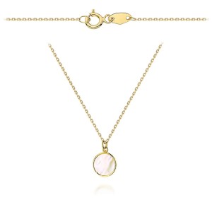 Naszyjnik złoty kółko z masą perłową
