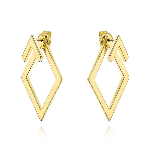 Kolczyki złote trójwymiarowe romby