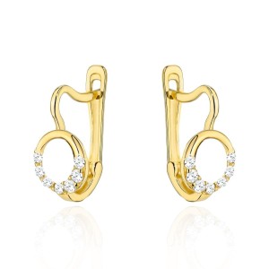 Kolczyki złote kółeczka z cyrkoniami na dole