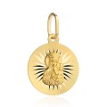 Medalik złoty Matka Boska Częstochowska z promieniami w kole