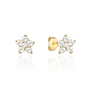 Kolczyki złote dla dziewczynki kwiatuszki próba 585 sztyft/ Chrzest, Roczek