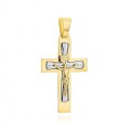 Krzyżyk złoty z ukrzyżowanym Jezusem w dwóch kolorach złota