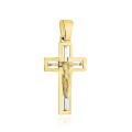 Krzyż złoty z ukrzyżowanym Jezusem w dwóch kolorach złota