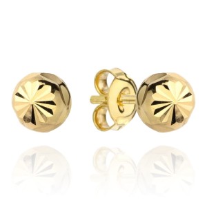 Kolczyki kulki z diamentowaniem 3 mm złoto próba 585 na chrzest/ roczek/ Komunia