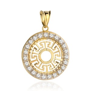 Zawieszka złote azteckie ażurowe koło i cyrkonie