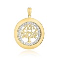 Zawieszka złota drzewko szczęścia zdobione w kole w dwóch kolorach złota